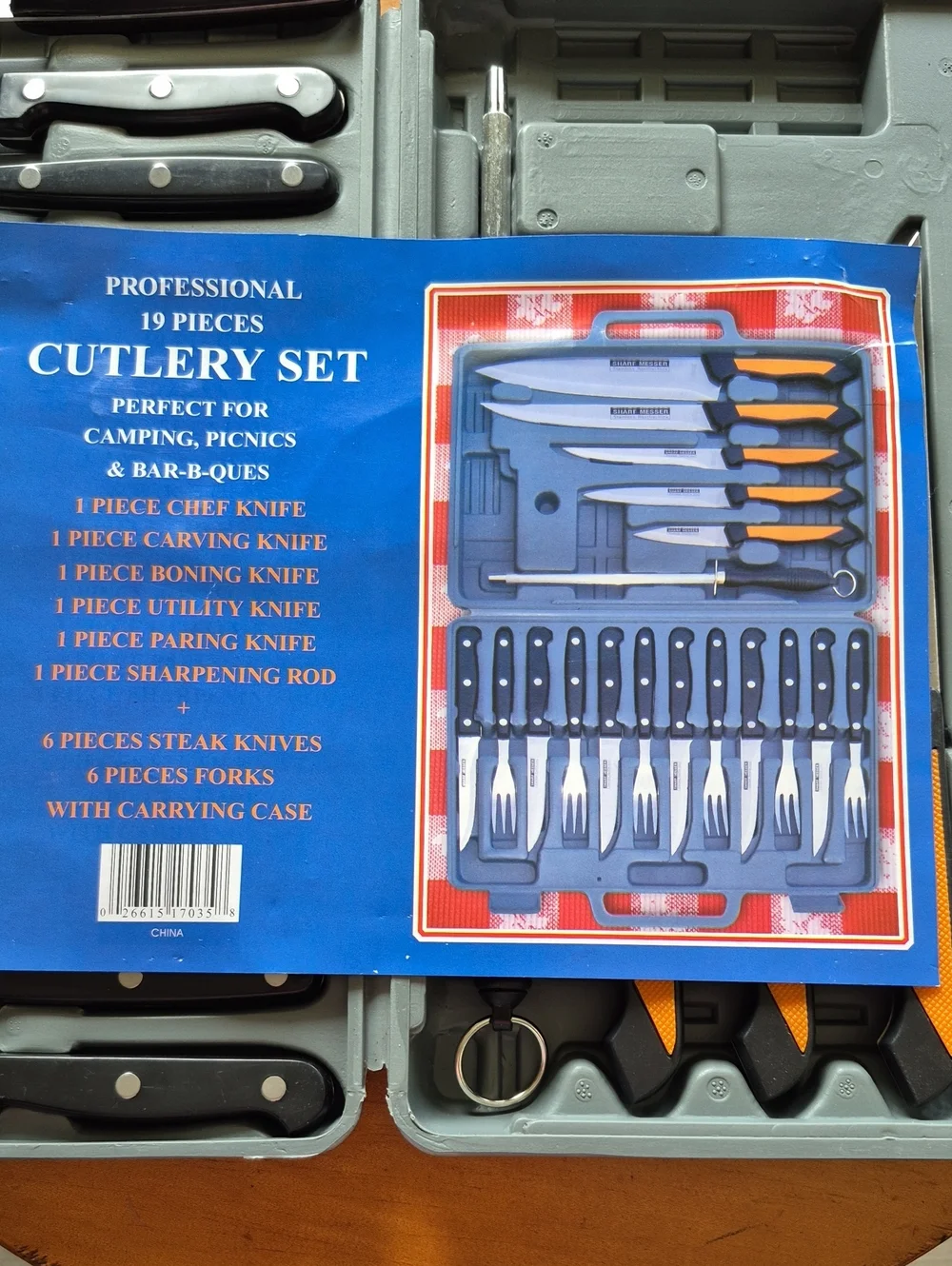 Sharf Messer Knife and Cutlery Set in Black and Orange with Case